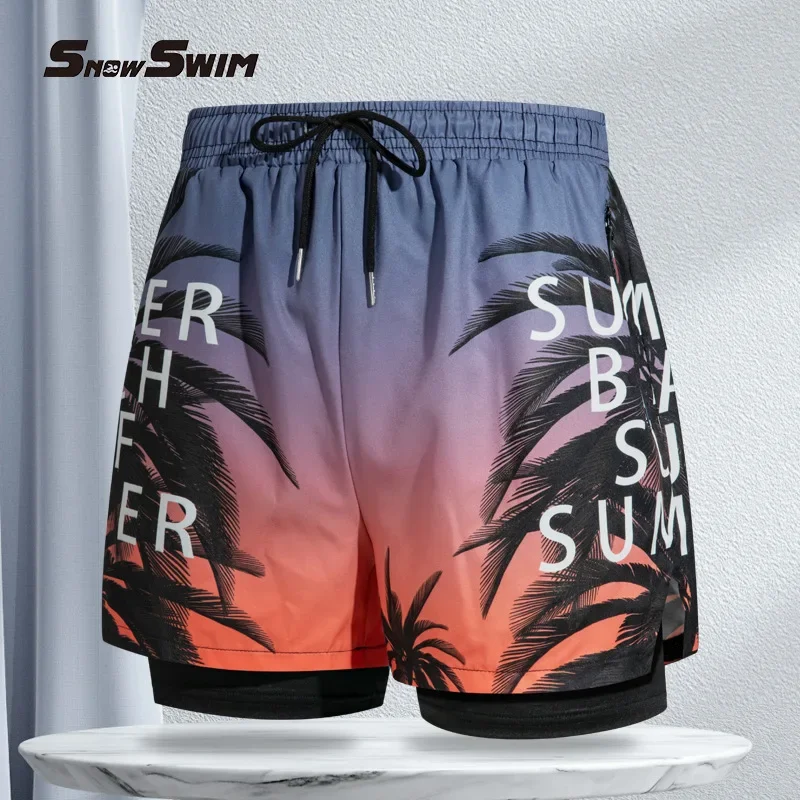 Saltwater Line - New Swim Trunks for Men Double-layer