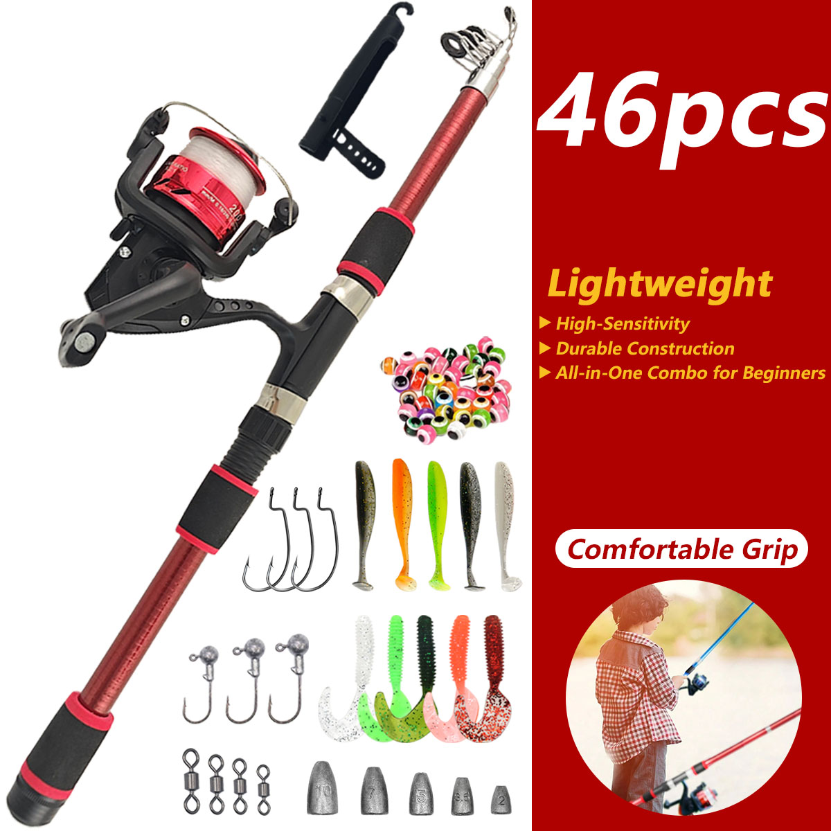 46Pcs Telescopic Fishing Rod R - Saltwater Line review and price