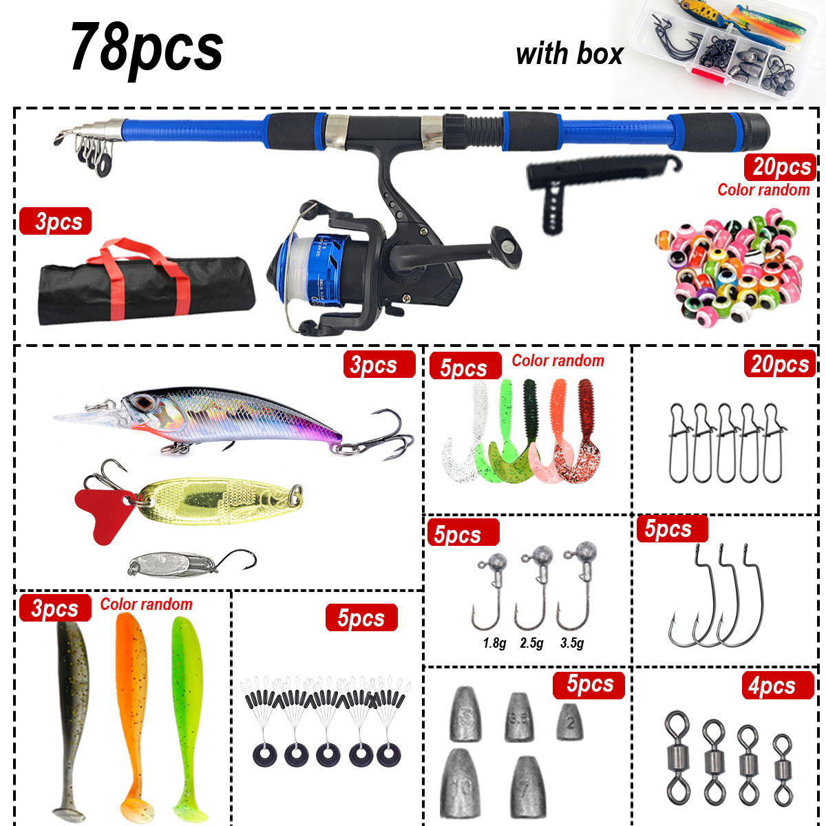 46Pcs Telescopic Fishing Rod R - Saltwater Line review and price